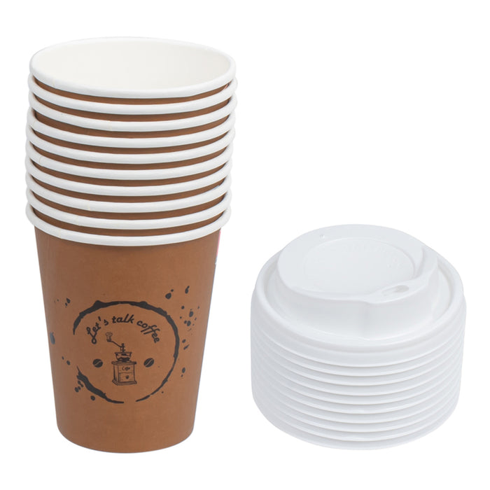 CARDBOARD CUPS WITH LID 8OZ ECO4HOME
