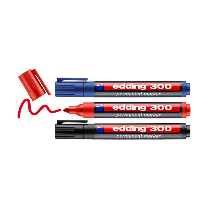 PERMANENT MARKER RED 3 COLORS EDDING