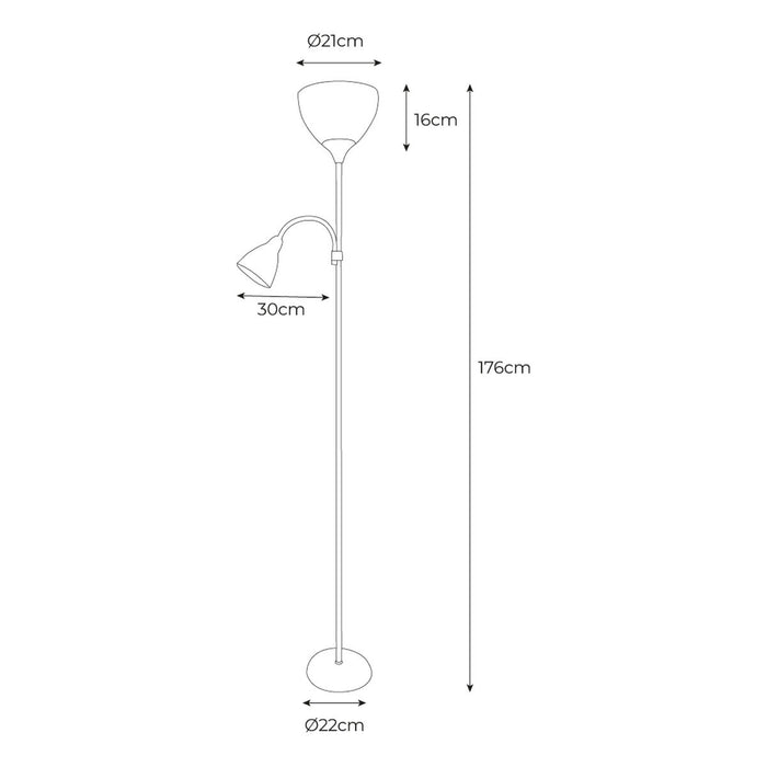 Floor Lamp EDM 30010 Boston Silver 60 W 220-240 V 176 cm