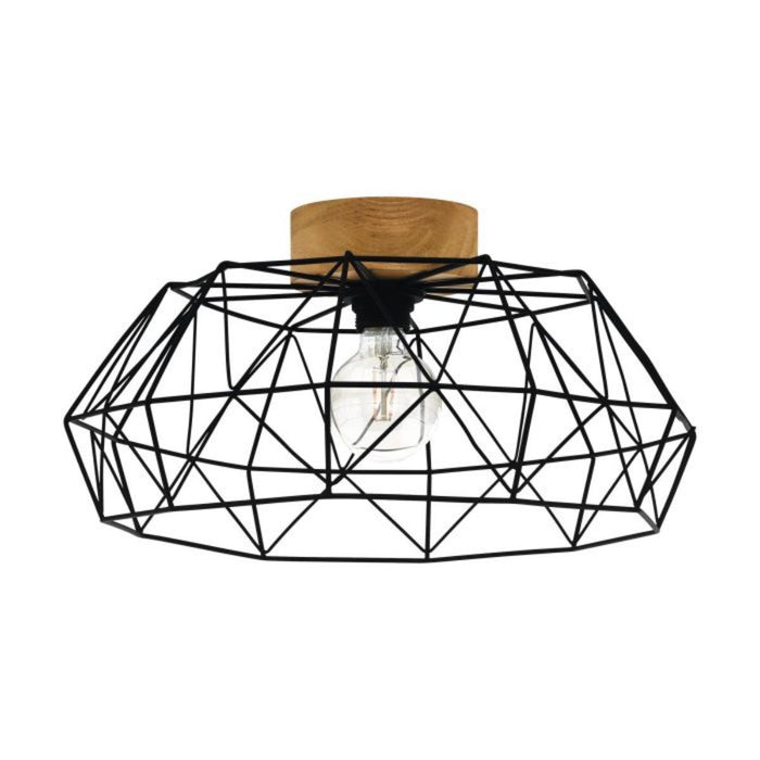 CEILING LIGHT PADSTOW 1XE27 F455 BLACK/WOOD