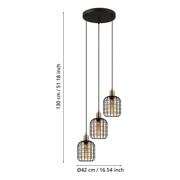 PENDANT 3XE27 BLACK EGLO CHISLE
