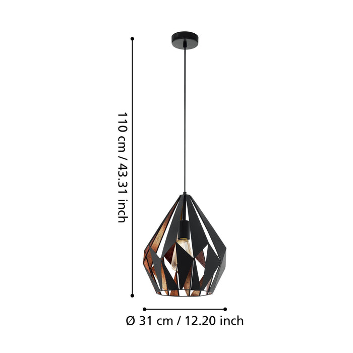 PENDANT E27 BLACK EGLO CARLTON 1