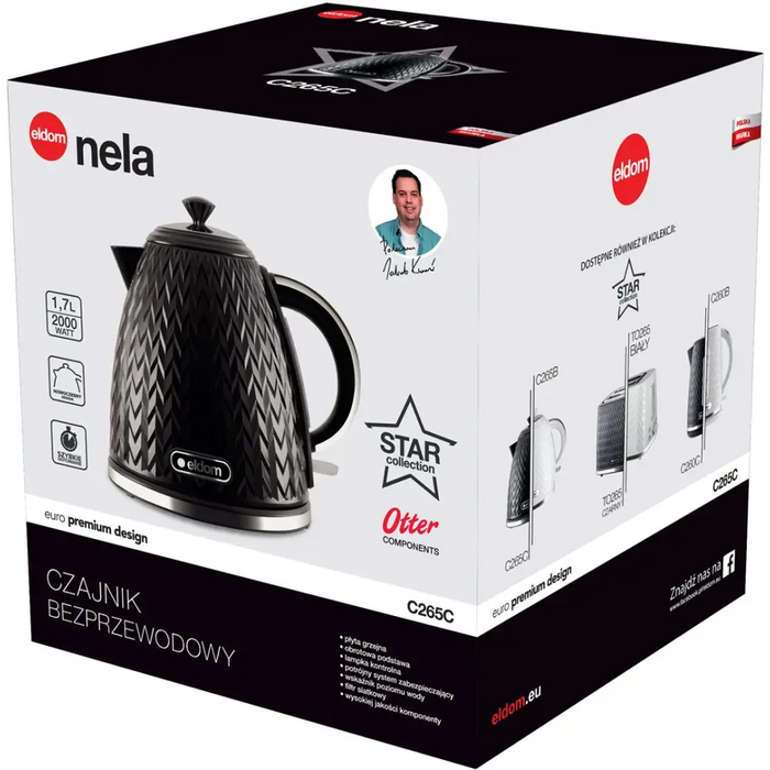 ELDOM NELA kettle 1.7 l capacity 2000 W power black - Electric kettlesAGD-CZE<<<Home Appliance - ProductsAGD<<<ActionPL