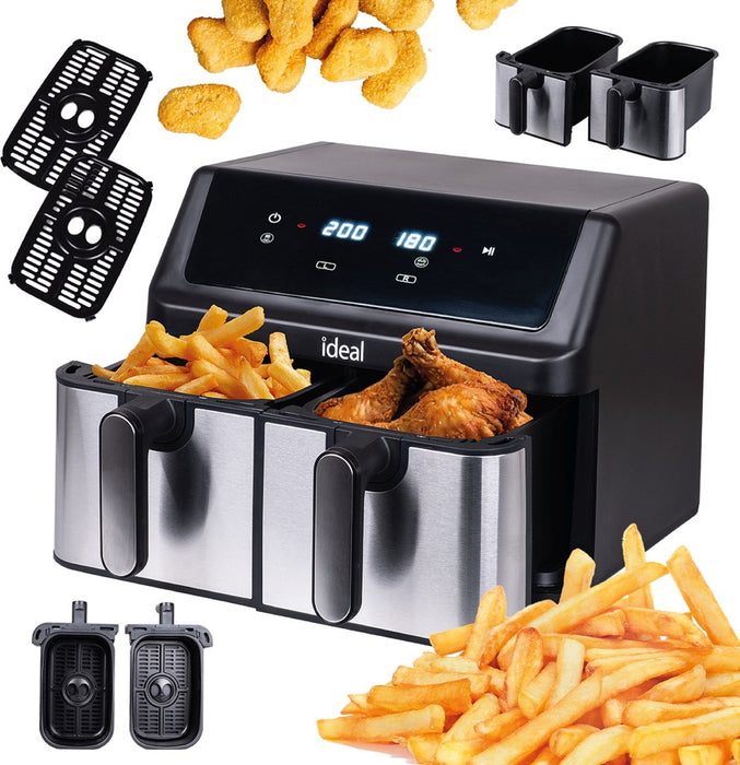 IDEAL Fat-free fryer, double horizontal 9L, 8 functions - including food drying