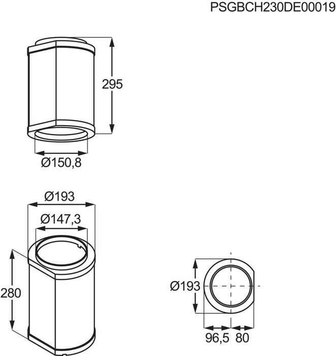 Electrolux M8CKSL28 Cooker hood extension tube