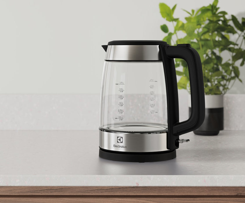 Electrolux E4GK1-4GB electric kettle 1.7 L 2200 W Black, Stainless steel, Transparent