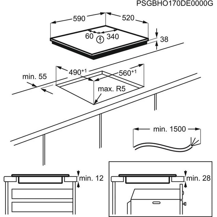 Built-in ceramic hob Electrolux EHF6343FOK, Electric