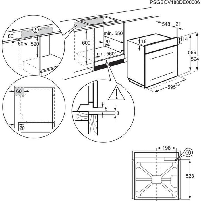 Built-in oven Electrolux EOD5C50Z, 72, Push buttons, A, Catalytic panels
