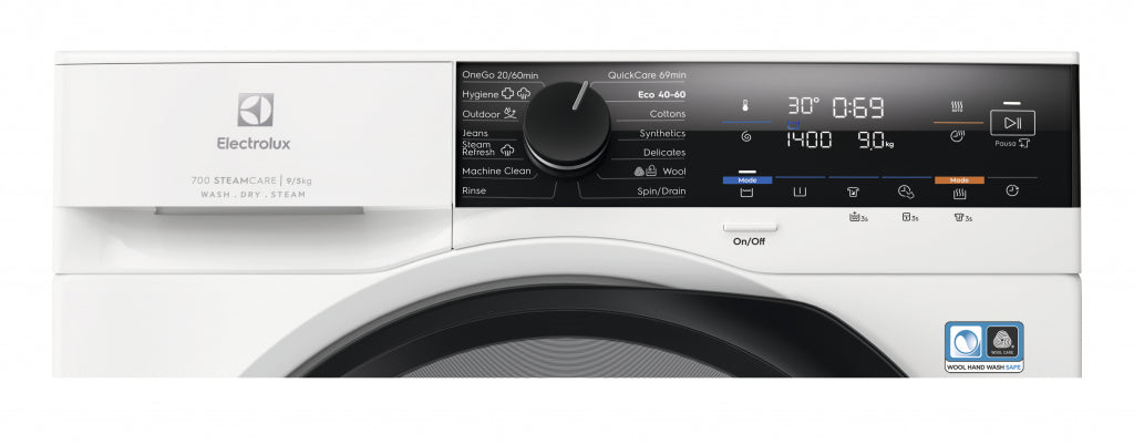 Washing machine with dryer ELECTROLUX EW7W4492E, 9/5 kg, SteamCare, 1400 rpm.