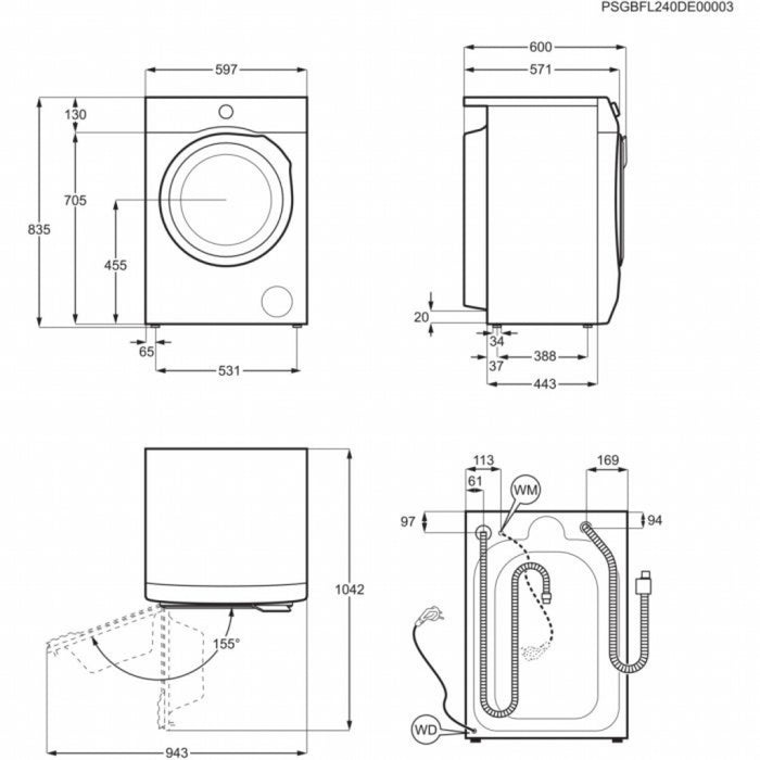 Washing machine with dryer ELECTROLUX EW7W4492E, 9/5 kg, SteamCare, 1400 rpm.