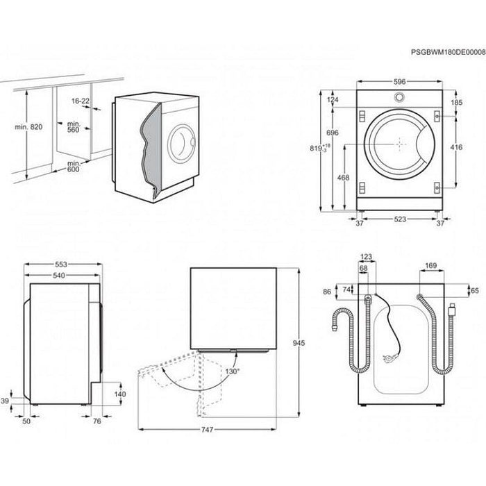 Built-in washing machine ELECTROLUX EWN7F447WI, 7 kg, 1400 rpm.