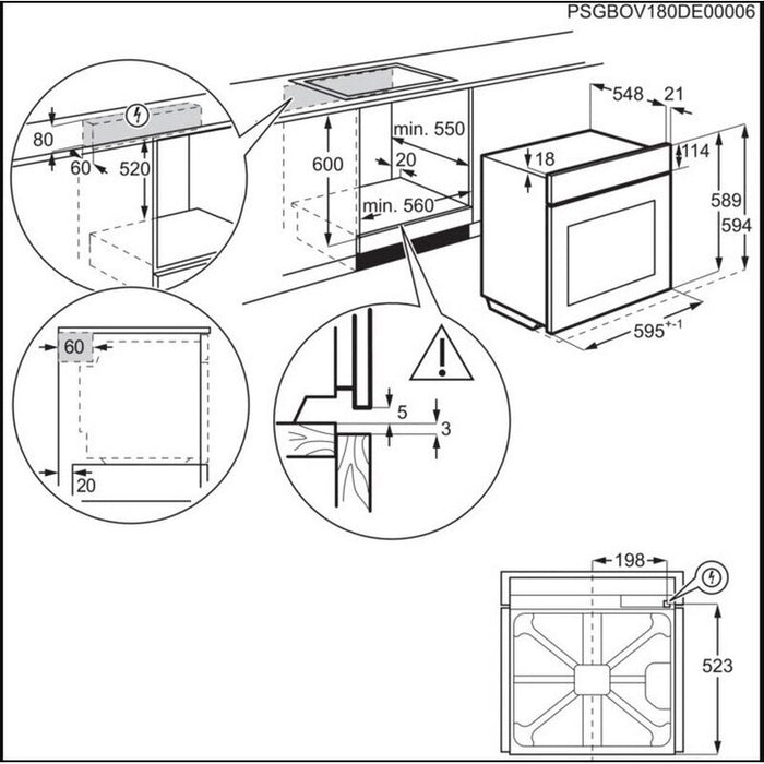 Built-in oven Electrolux KOD3H70X(ST), 72 L, Push buttons, A, Water cleaning