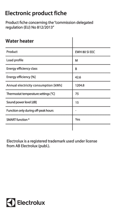 Boiler ELECTROLUX EWH 80 SI - 2000 W, 65 liters