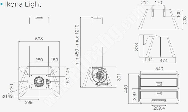 Built-in hood Elica Ikona Light BL MAT 60