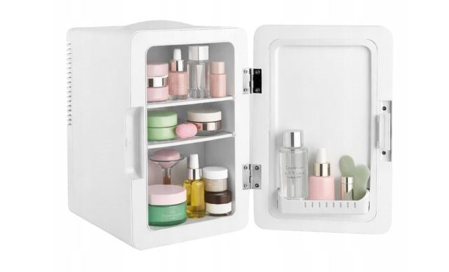 ELLE 6L white mini fridge with LED make-up mirror