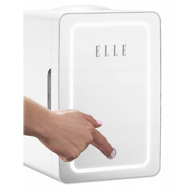 ELLE 6L white mini fridge with LED make-up mirror