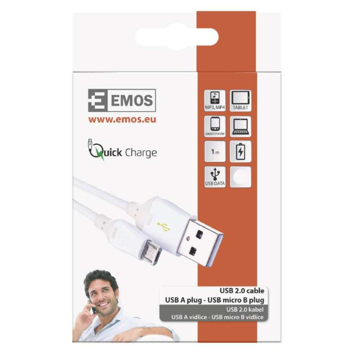 MICRO USB CABLE 2.0, 1M, WHITE SM7004W