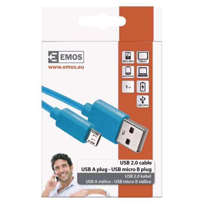 MICRO USB CABLE 2.0, 1M BLUE