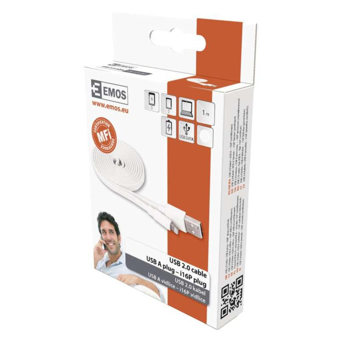 USB CABLE FOR iPHONE 1 M, WHITE EMOS SM7013