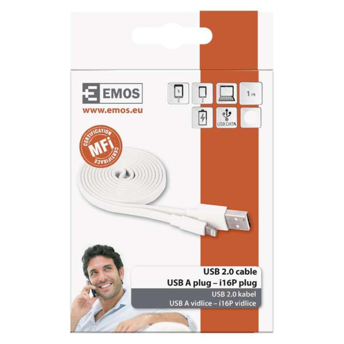 USB CABLE FOR iPHONE 1 M, WHITE EMOS SM7013