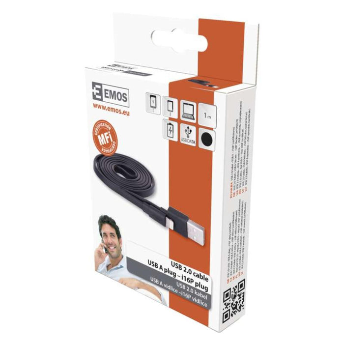 USB CABLE FOR iPHONE 1 M, BLACK EMOS