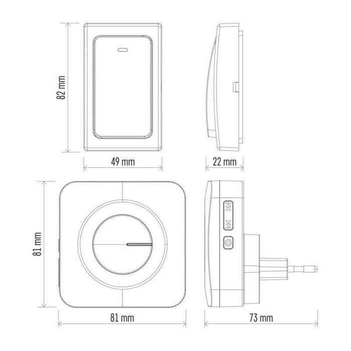 WIRELESS DOORBELL WITH KINETIC BUTTON 220V EMOS P5731