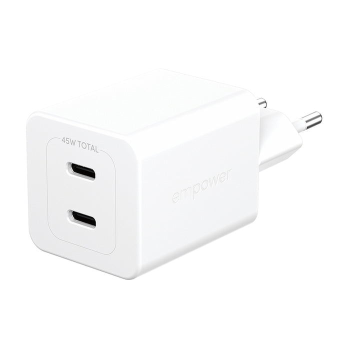 CHARGER 220V EMPOWER 45W 2xUSB-C WH