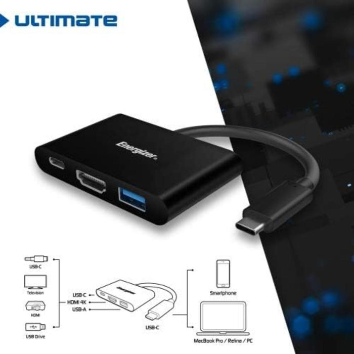USB HUB ENERGIZER USB A/TYPE C/HDMI
