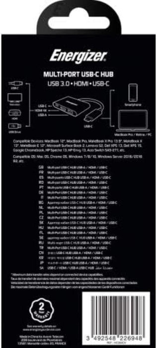 USB HUB ENERGIZER USB A/TYPE C/HDMI