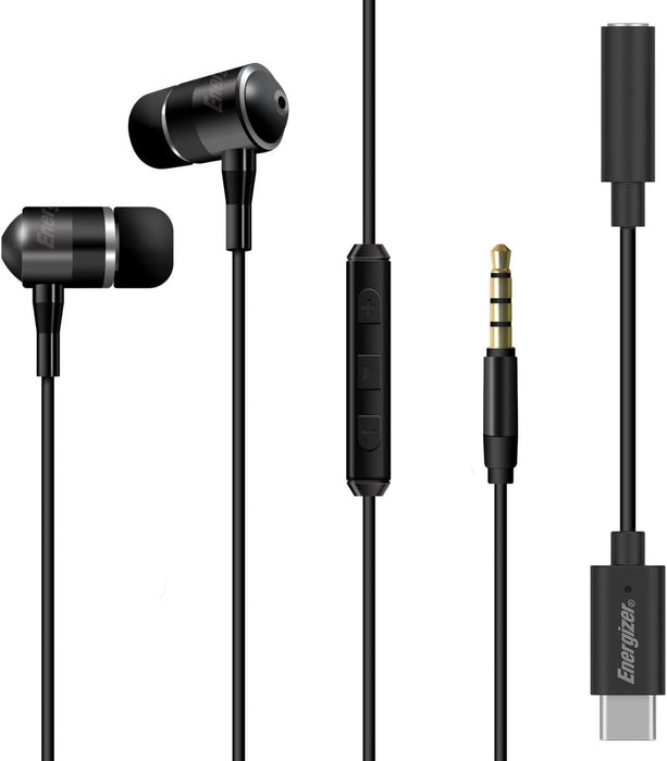 ENERGIZER 3.5MM HEADPHONES WITH USB C ADAPTER