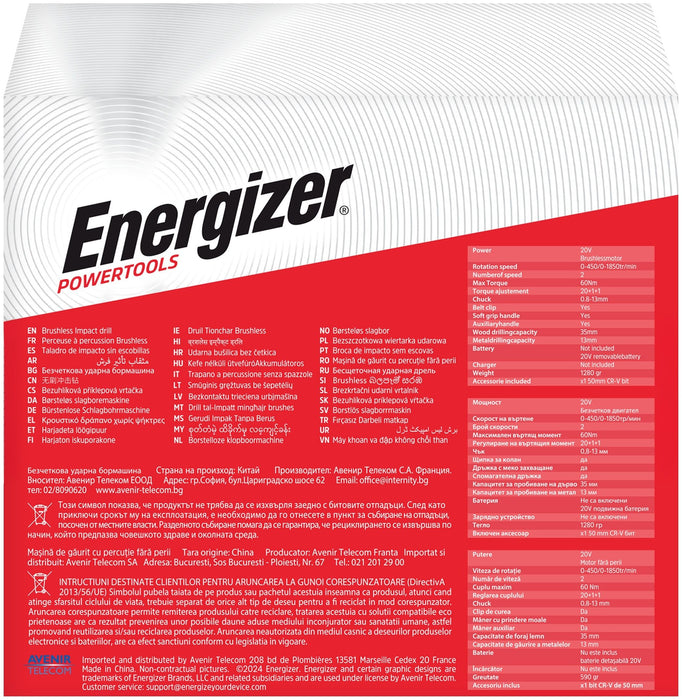 ENERGIZER 20V CORDLESS DRILL