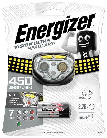 ENERGIZER Headlight Vision Ultra 3AA 450 LM, 3 colours of light
