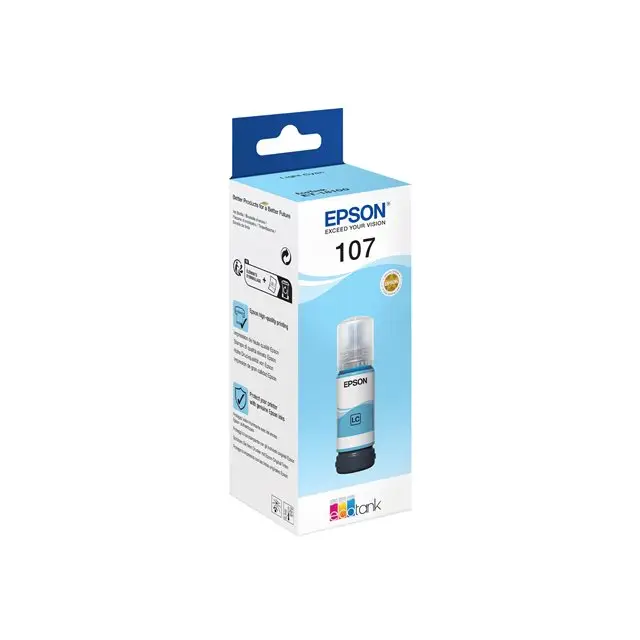 EPSON 1LB 107 EcoTank Light Cyan Ink Bottle - Мастила и Мастилени глави<<<Консумативи - Мастила<<<Печат Сканиране и