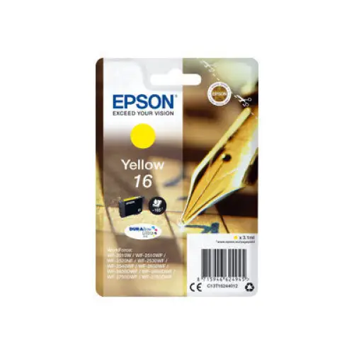 EPSON 1LB 16 ink cartridge yellow standard capacity 3.1ml 165 pages 1-pack blister without alarm - Мастила и Мастилени