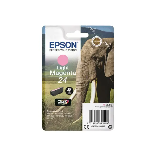 EPSON 1LB 24 ink cartridge light magenta standard capacity 5.1ml 360 pages 1-pack blister without alarm - Мастила и