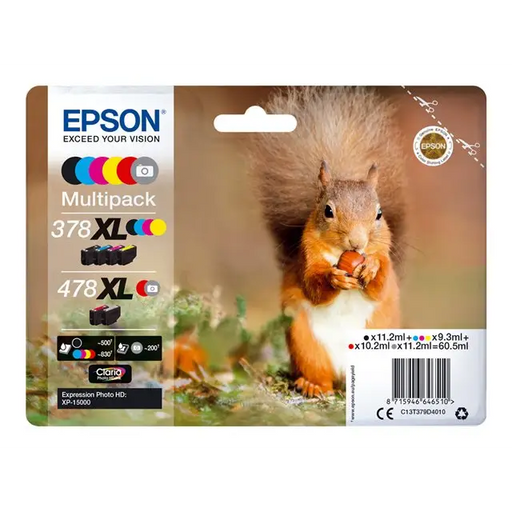 EPSON 1LB Multipack 6 colours 378XL/478XL Squirrel incl. R/G Clara Phto HD Ink - Мастила и Мастилени