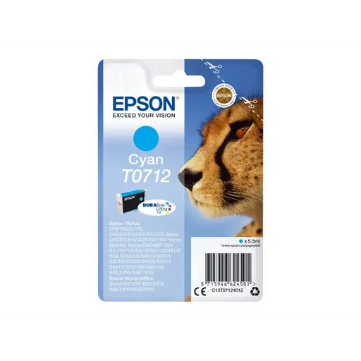EPSON 1LB T0712 ink cartridge cyan standard capacity 5.5ml 1-pack RF-AM blister w/s - Мастила и Мастилени