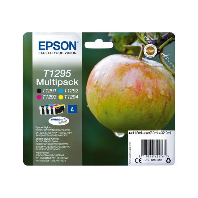 EPSON 2LB T1295 ink cartridge black and tri-colour high capacity 11.2ml- 3 x 7ml 4-pack RF-AM blister w/s - Мастила и