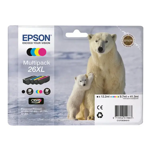 EPSON 3LB 26XL ink cartridge black and tri-colour high capacity 41.3ml 1-pack blister without alarm - Мастила и