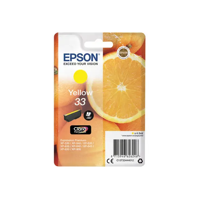 EPSON 3LB Singlepack Yellow 33 Claria Premium Ink - Мастила и Мастилени глави<<<Консумативи - Мастила<<<Печат Сканиране