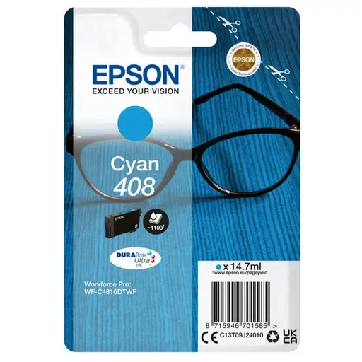 Epson 408 Spectacles DURABrite Ultra Single Cyan Ink - Консумативи за мастилoструйни принтери<<<EPSON
