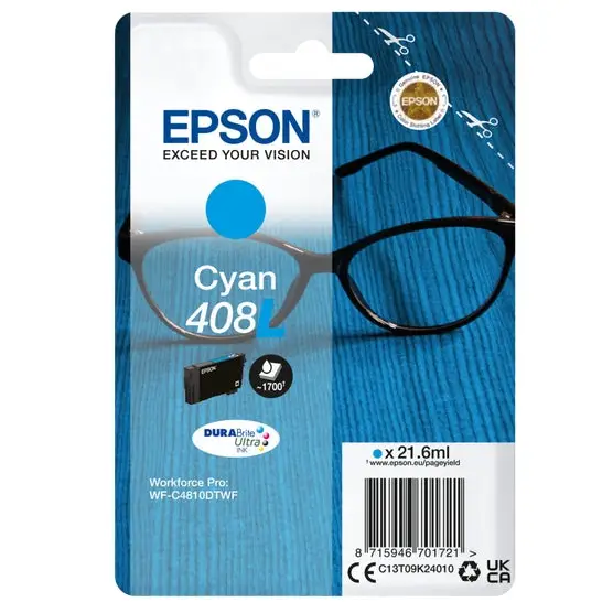 Epson 408L Spectacles DURABrite Ultra Single Cyan Ink - Консумативи за мастилoструйни принтери<<<EPSON