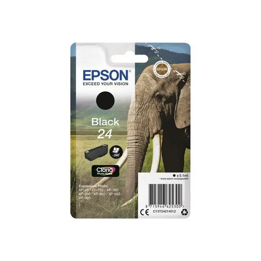 EPSON 5LB 24 ink cartridge black standard capacity 5.1ml 240 pages 1-pack blister without alarm - Мастила и Мастилени