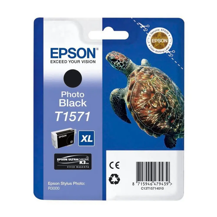 EPSON 5LB T1571 ink cartridge black standard capacity 1-pack blister without alarm - Мастила и Мастилени