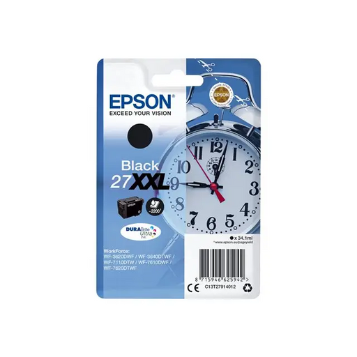 EPSON 6LB 27XXL ink cartridge black extra high capacity 34.1ml 2.200 pages 1-pack blister without alarm - DURABrite