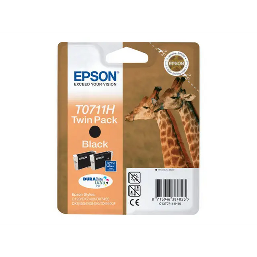 EPSON 6LB T0711 ink cartridge black high capacity 2 x 11.1ml 2-pack blister without alarm - Мастила и Мастилени