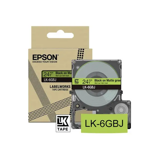 EPSON Matte Tape Green/Black 24mm 8m LK-6GBJ - Специализирани хартии<<<Консумативи - Хартия<<<Печат Сканиране и