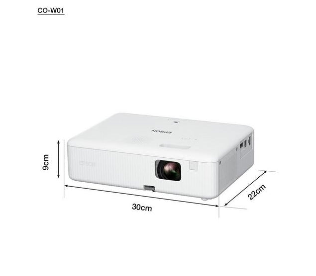 Epson CO-W01, WXGA (1024 x 768, 16:10), 3 000 ANSI lumens, 15 000:1, VGA, HDMI, USB, 24 months, Lamp: 12 months or 1 000 h, White