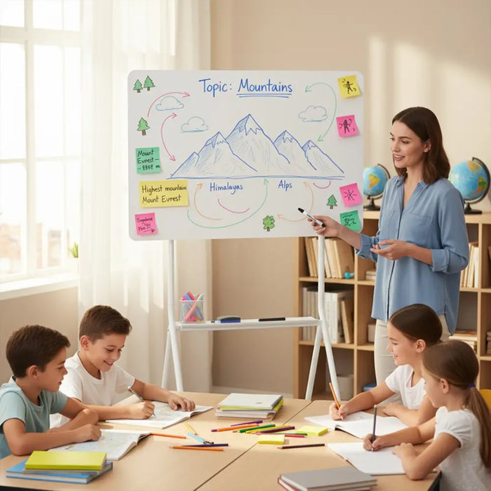 Ergo Office mobile dry erase board horizontal orientation white single sided with shelf board dimensions 1190x790mm