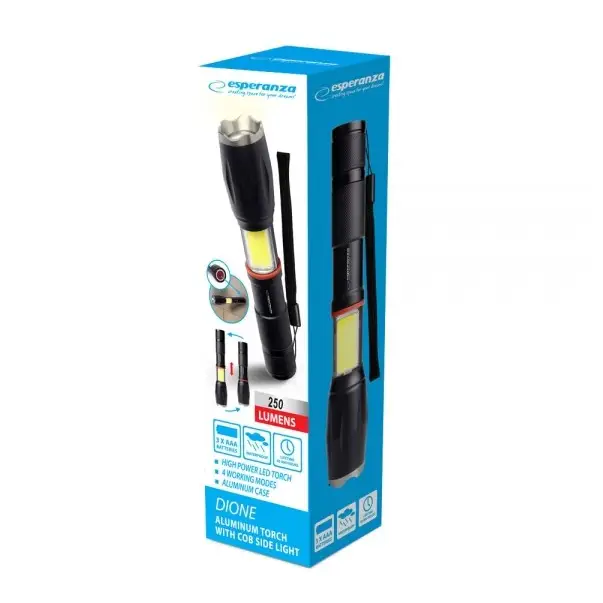 Esperanza Dione Black Hand flashlight LED - FlashlightsOSW-LAT<<<LightingOSW<<<ActionPL